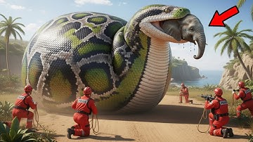 Heartbreaking Attack! Heroic Rescue Team Save Elephant From Giant Python! 🥹🐍