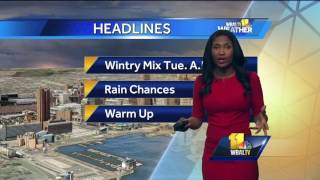 Mix of sun and clouds, cold on Monday