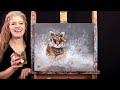 Learn How to Paint WINTER TIGER with Acrylic - Paint and Sip - Animal Portrait Step by Step Tutorial