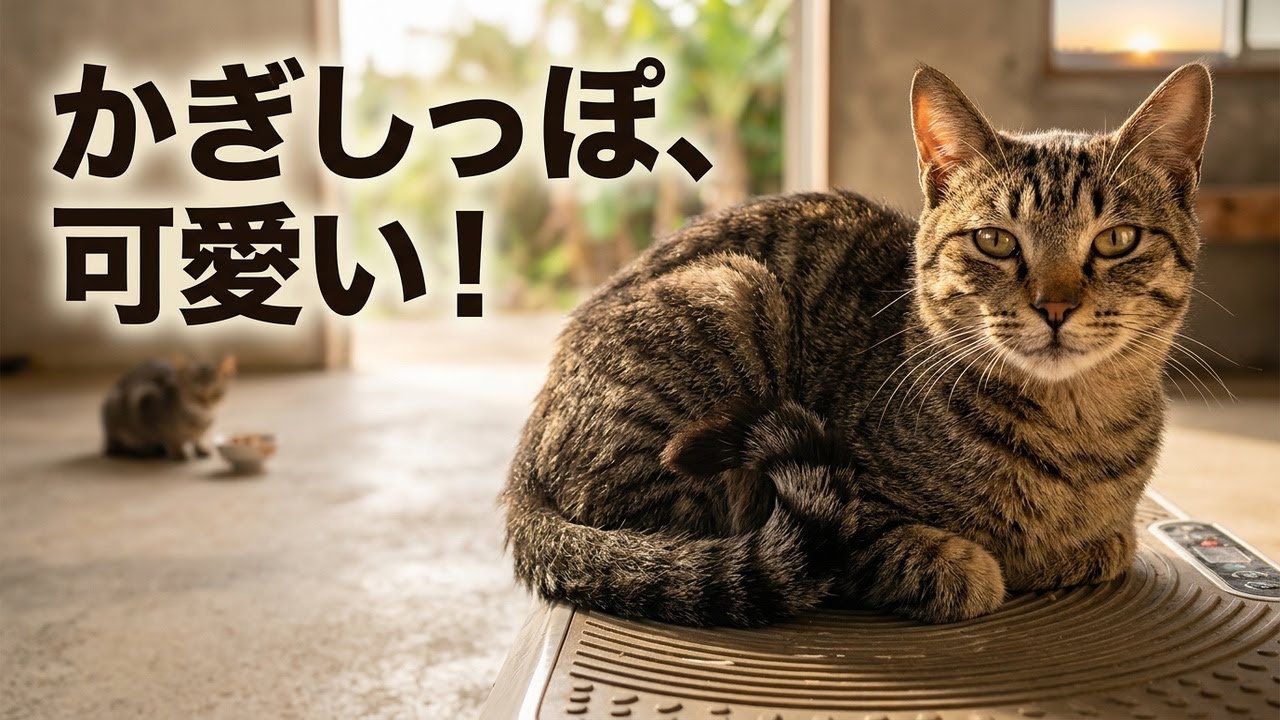 保護猫みっちゃん石垣島｜保護猫たちの「おはよう」と朝ごはんタイム🐱モモくんの可愛いかぎしっぽ【石垣島】