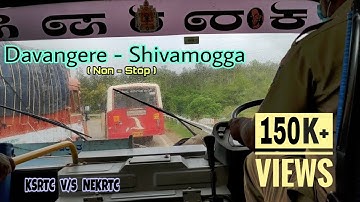 Davangere - Shivamogga KSRTC Bus Ride | KSRTC v/s NEKRTC |Curvy road | Overtaking