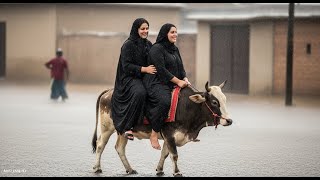 Double Fat Women Riding Bull سيدة تركب الثور