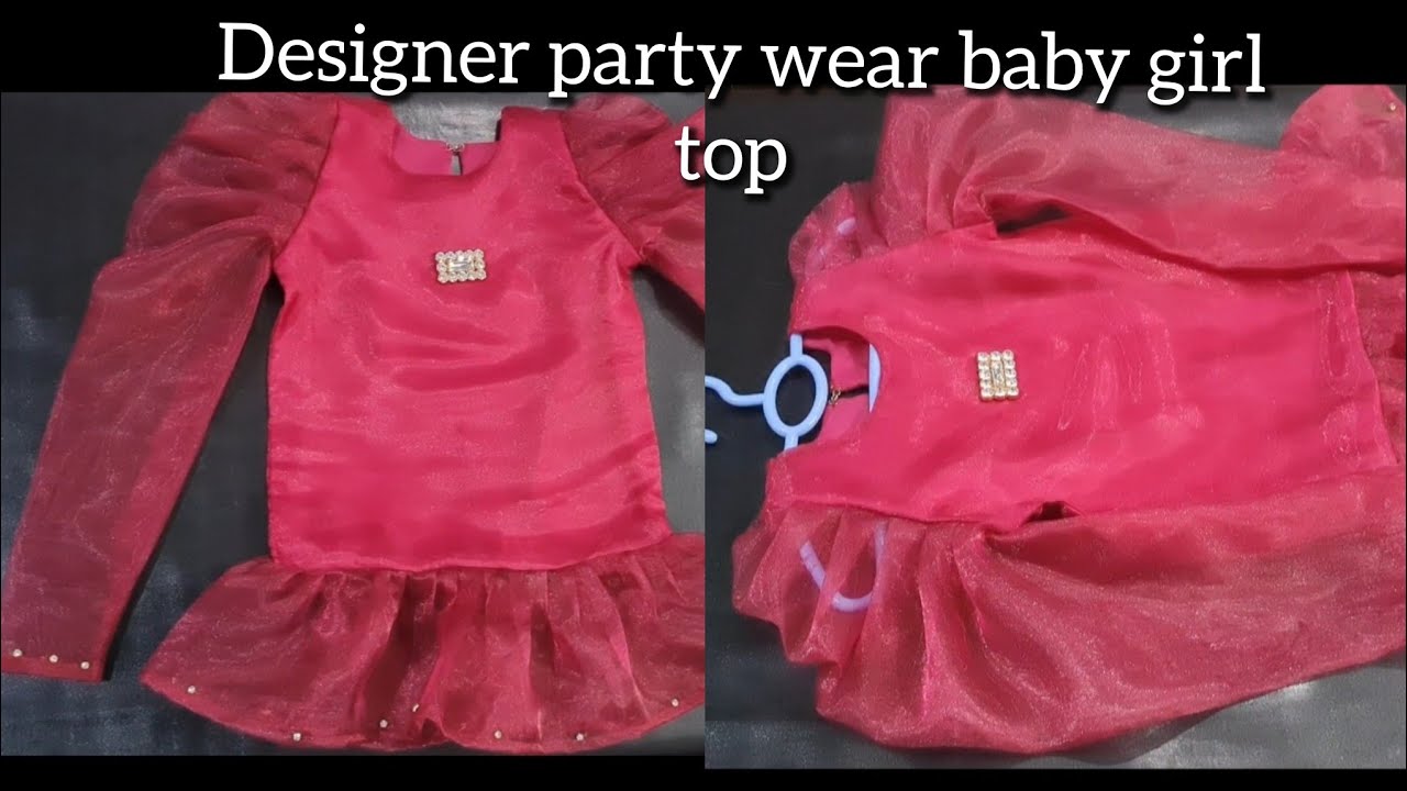 baby girl fancy organza top cutting stitching tutorial/baby girl party wear designer frock