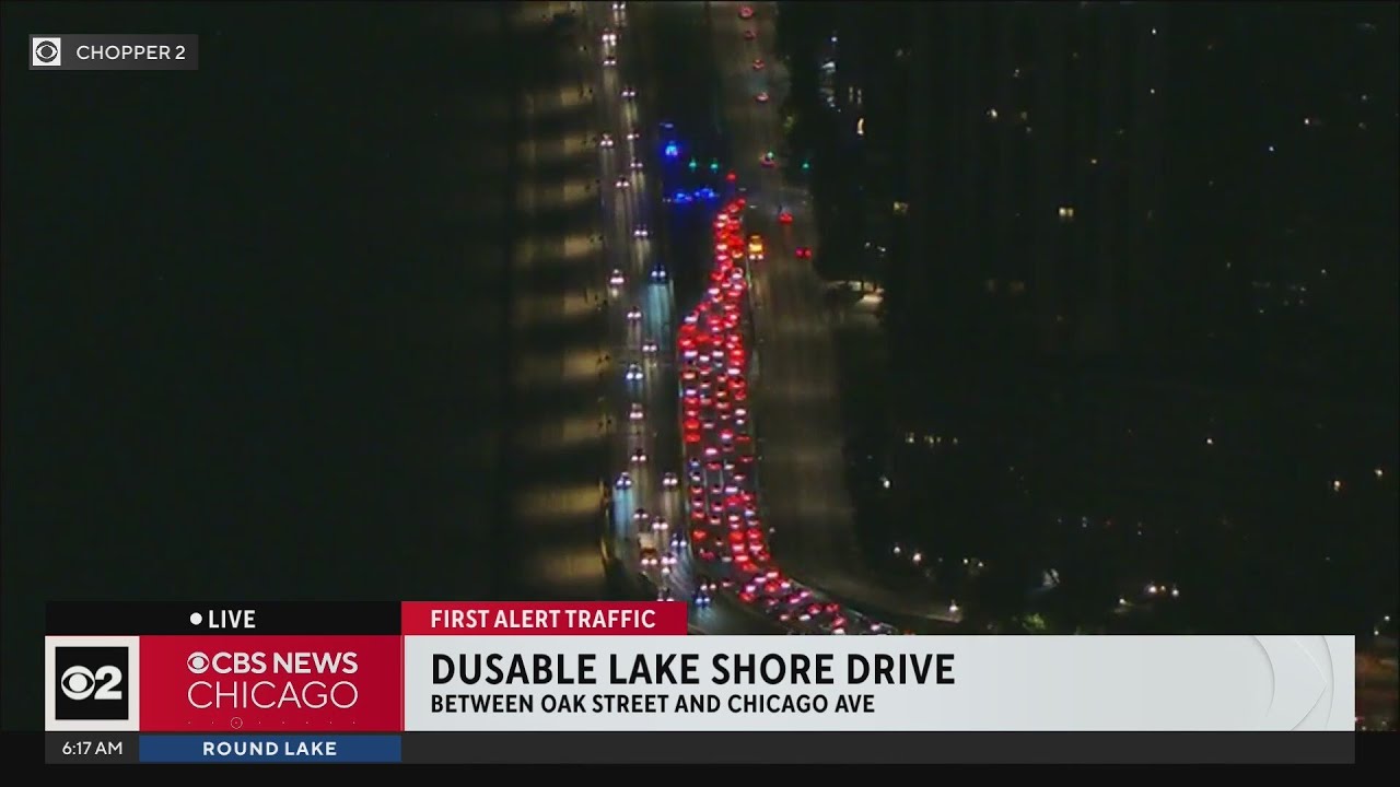 Pedestrian hit by car on DuSable Lake Shore Drive at Chicago Avenue ...