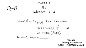 JEE Advanced 2024 Math Paper 1 (Q 8) solution | IIT JEE Maths | #jeeadvanced2024  #projecteducation