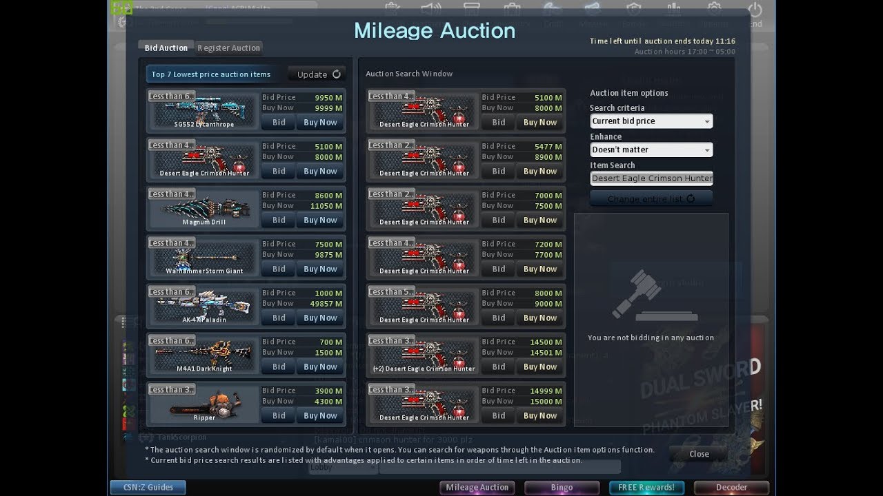 CSNZ - Mileage Auction (Crimson Hunter for 700 Bid)
