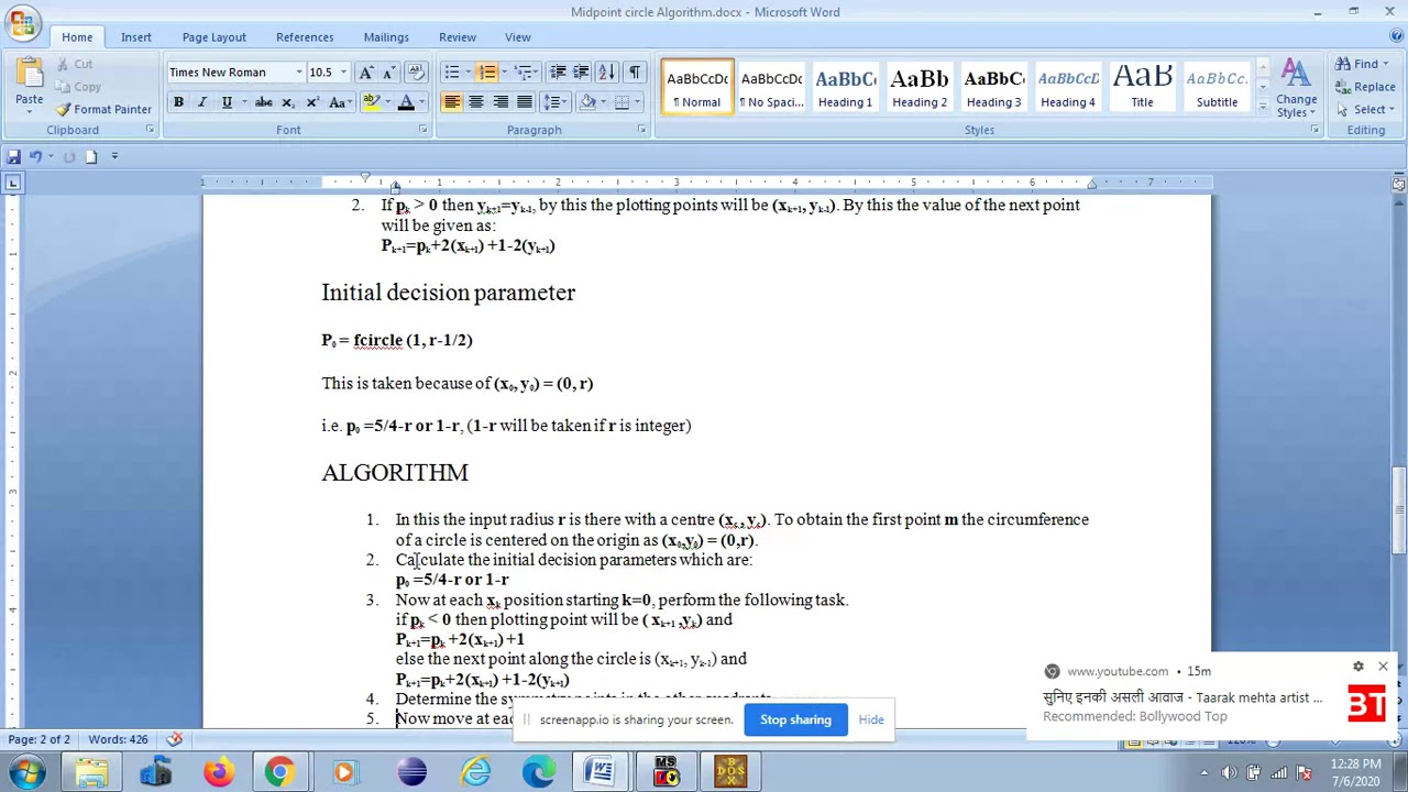 Midpoint Circle Algorithm - YouTube