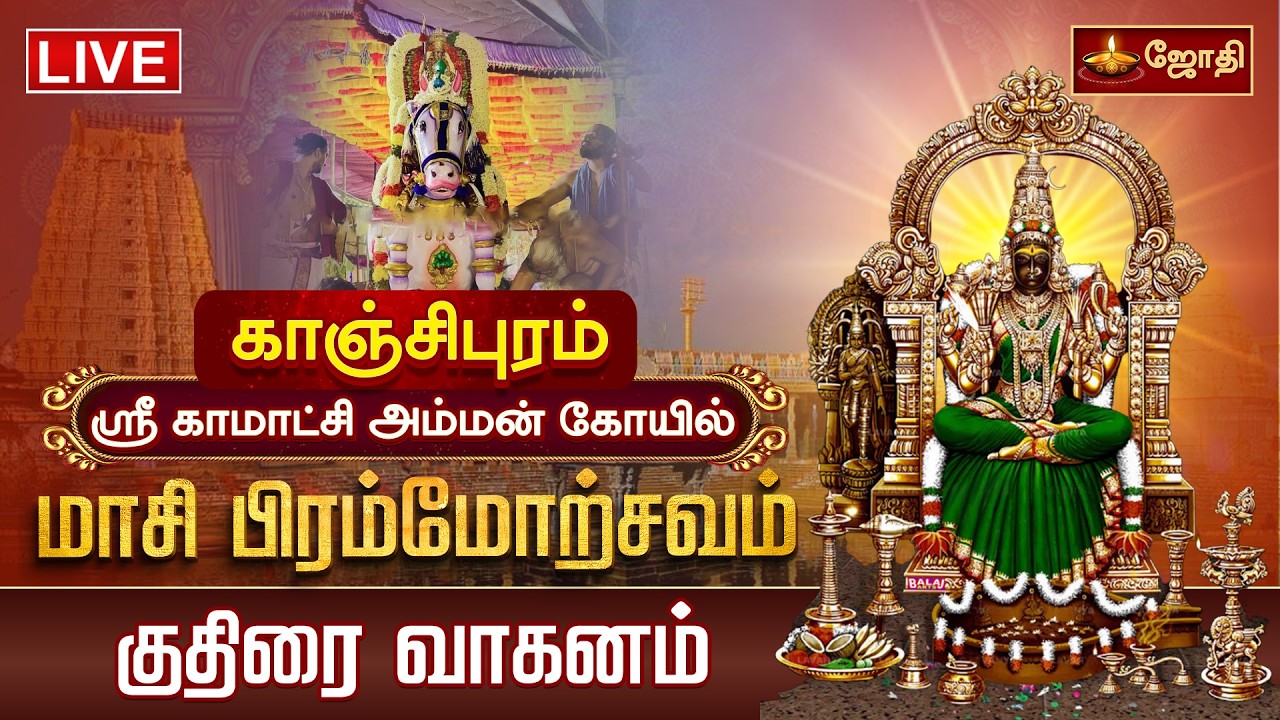 🔴LIVE: காஞ்சிபுரம் ஸ்ரீ காமாட்சி அம்மன் கோயில் மாசி பிரம்மோற்சவம் குதிரை வாகனம் | JothiTv