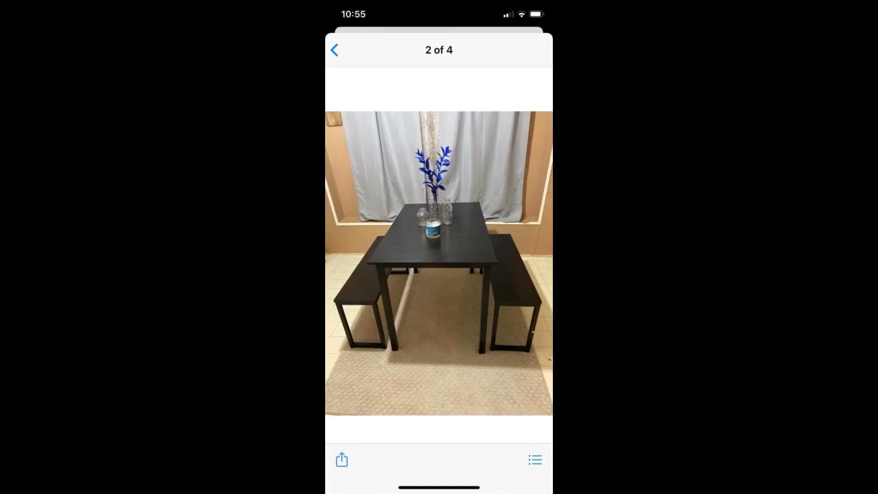 HOMOOI Dining Table Set for 4, 3 Pieces Kitchen Table with 2 Benches, Modern Wood Grains Table