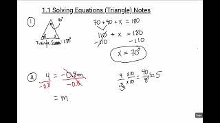Math 8 1 1 Solving Equations Triangle