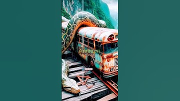 dark green python, its scales glistening remains of an old bus।#shorts