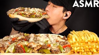 ASMR PHILLY CHEESESTEAK & FRIES MUKBANG (No Talking) COOKING & EATING SOUNDS | Zach Choi ASMR