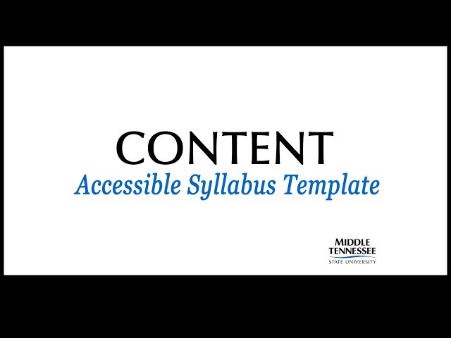 Content - D2L Accessible Syllabus Template