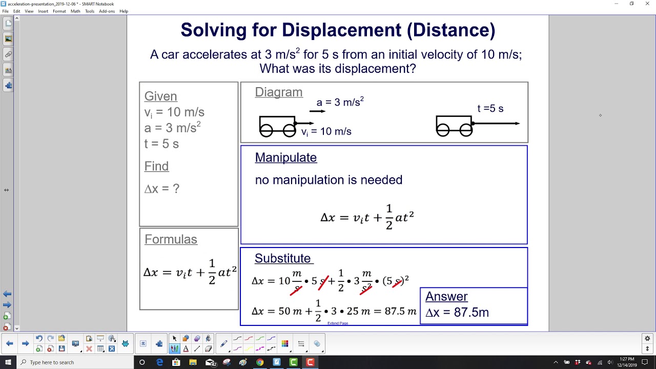 problem solving examples in displacement