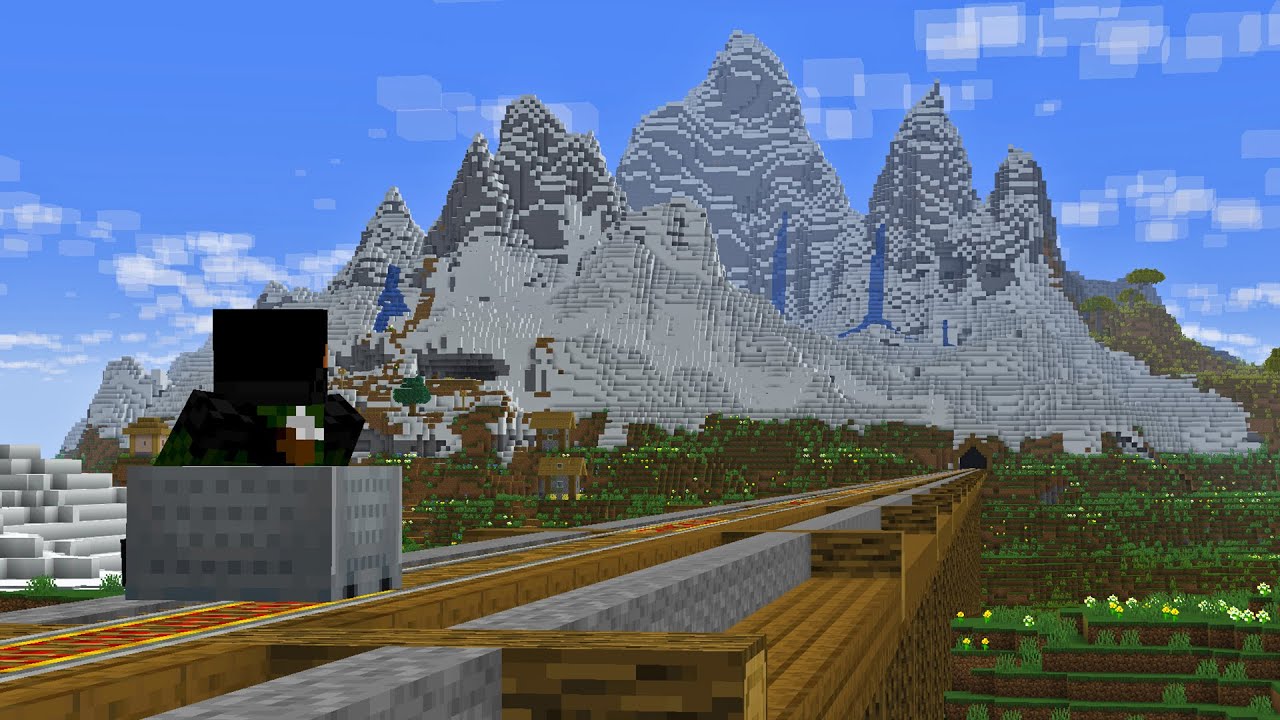 I Built a 3000 Block Long Railway Across My Minecraft World!