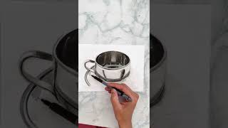 How to sketch a cup saucer with spoon