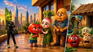 😱 Giant Snake Attacks the Vegetables! The Ending Will Shock You! 🐍🌽🍅🥔یا🐍 The Scary Snake vs 