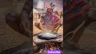 Primitive Tribal Fish Fry in Desert | Traditional Cooking Style #villagelife #shorts
