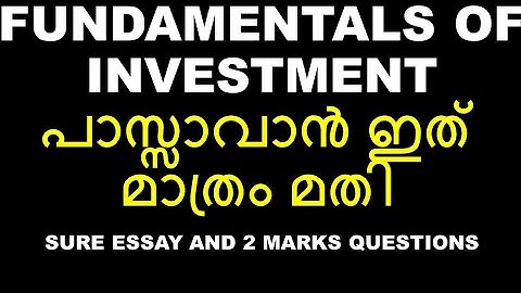FUNDAMENTALS OF INVESTMENT | PORTFOLIO ANALYSIS | IMPORTANT TOPICS | BCOM | CALICUT UNIVERSITY