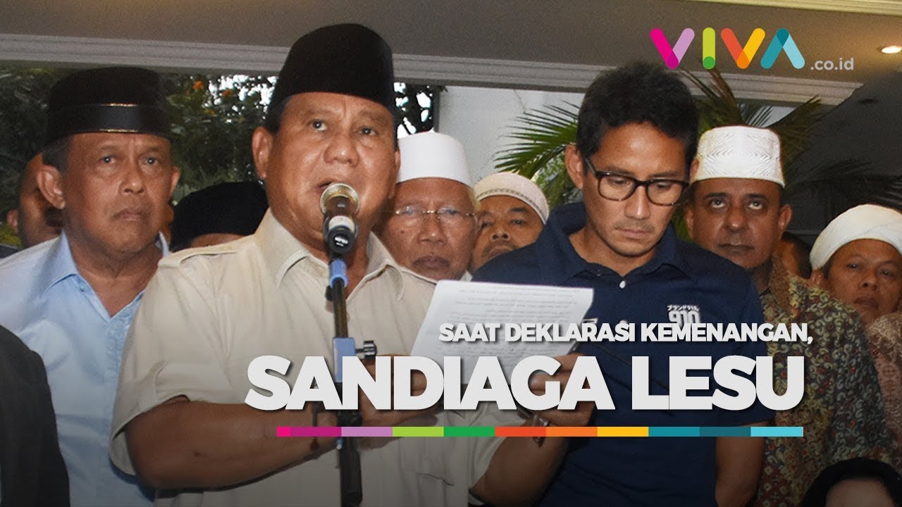 newspaper mockup Wajah Lesu Sandiaga Uno Saat Prabowo Deklarasi Kemenangan Pilpres 2019