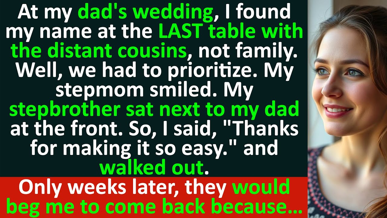 My stepmom said: “We had to prioritize”. When I got the LAST table at my dad’s wedding…