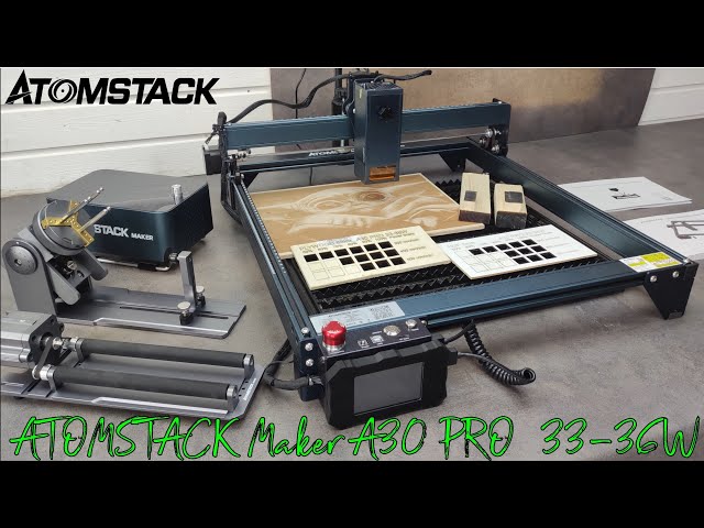 Powerful ATOMSTACK Maker A30 PRO 33-36W laser engraving machine with F30 Pro  air assist kit 