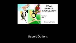 Avian Genetic Calculator - Report Options screenshot 1