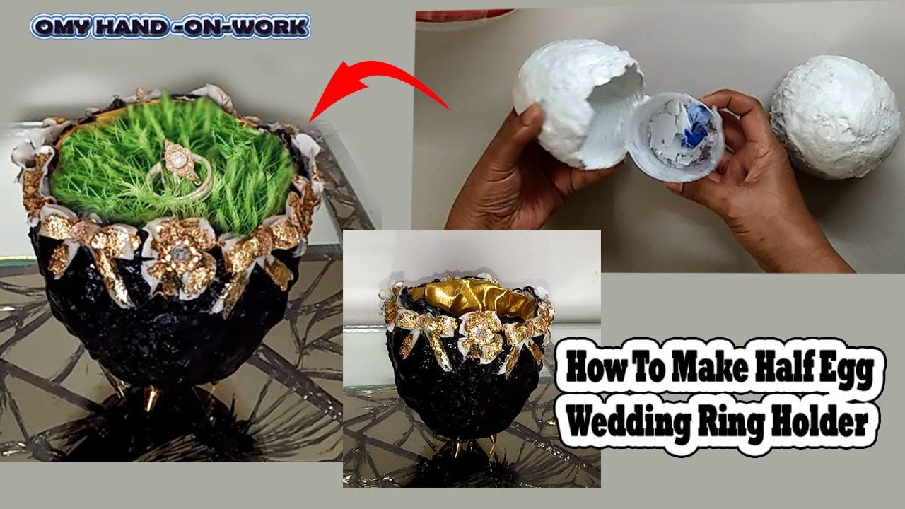 Making Half Egg Wedding Ring Holder | Using Cheap Material | DIY Ring Holder