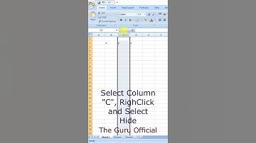 Hide and Unhide a Column in Ms-Excel Tutorial #TheGuruOfficial