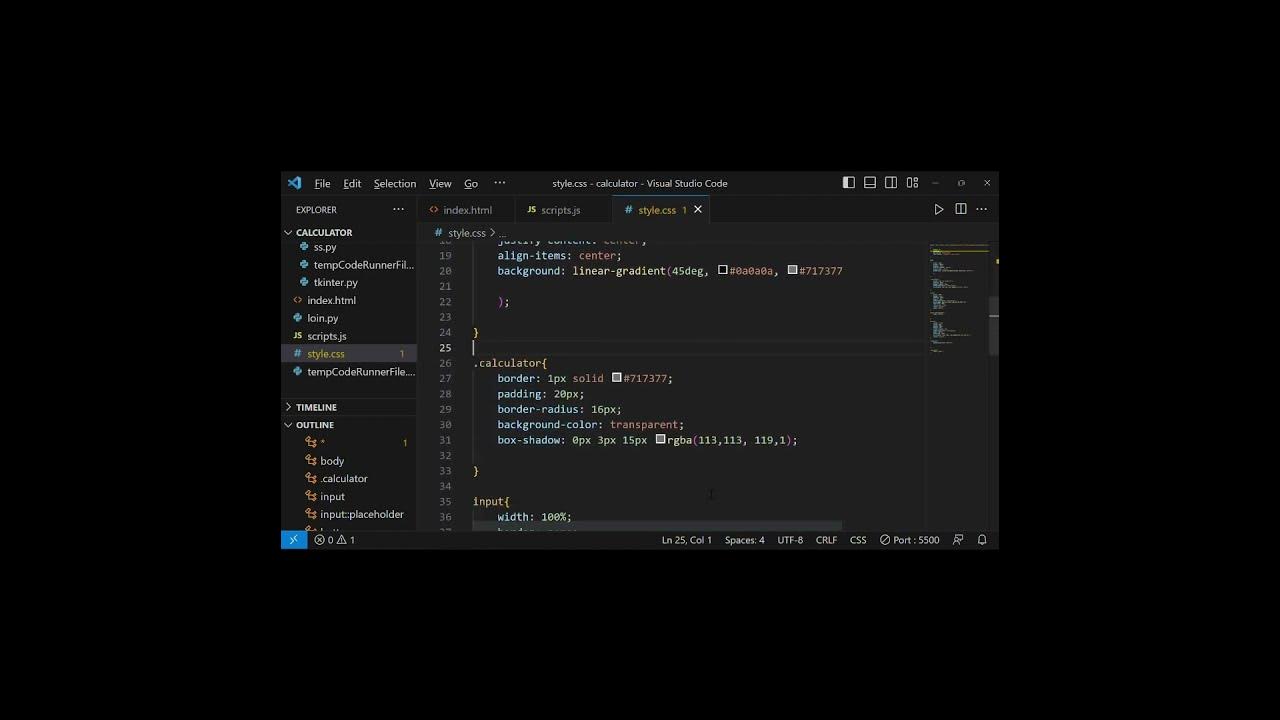 Calculator using html css and javascript html5 htmlcssjavascript 