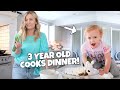 3 YEAR OLD COOKS DINNER!