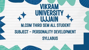 Vikram University Ujjain M.Com 3rd Sem Subject - Personality Development Syllabus #viralvideo