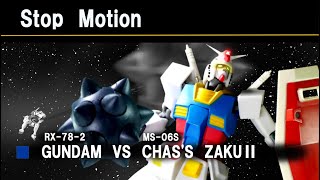 コマ撮り・ストップモーション　ガンダムVSシャアザク　大気圏突入 【Stop Motion GUNDAM】