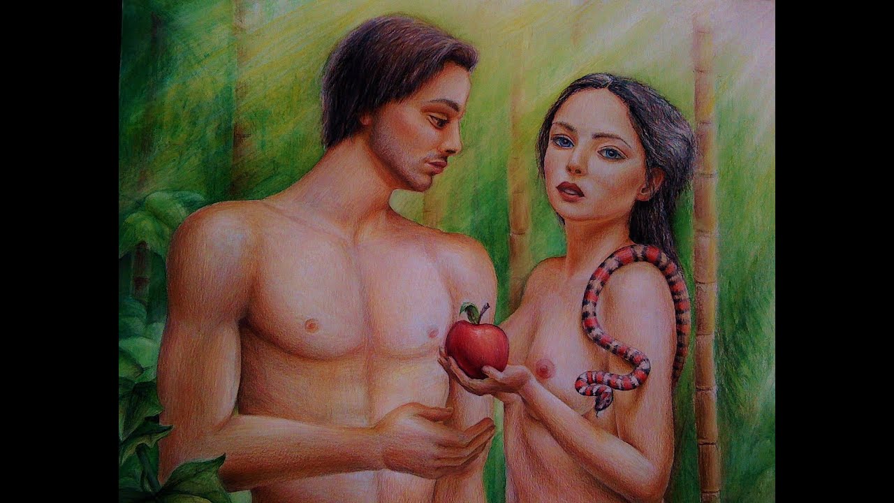 Speed drawing Adam and Eve (the first sin) - YouTube.