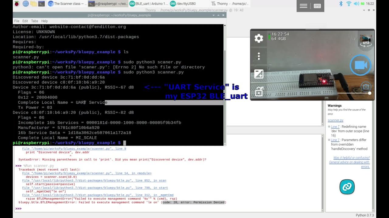 BLE exercise: bluepy examples run on Raspberry Pi, work with ESP32 BLE ...