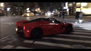 Footage of a ferrari laferrari aperta starting up, revving, and
accelerating in manhattan. crazy to see laf maneuvering nyc streets!!