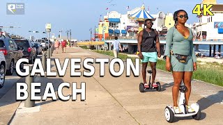 GALVESTON BEACH (TEXAS) SUMMER WALK 2023 AND GALVESTON PLEASURE PIER | 4K WALKING TOUR