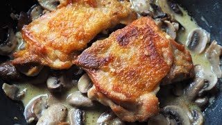 奶油蘑菇雞腿排做法 – 如何去骨｜Creamy Mushroom Chicken Thigh–How to debone a chicken thigh