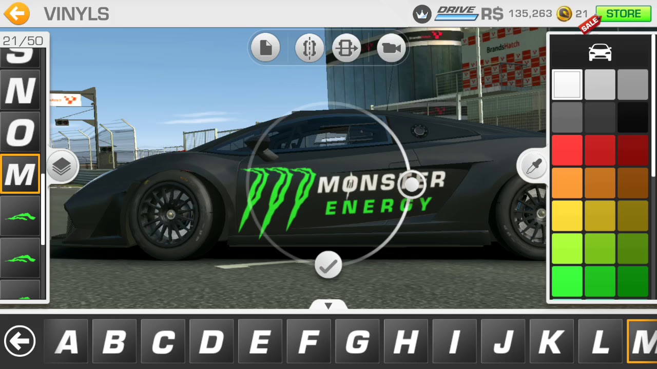 Modifikasi Body Lamborghini Gallardo Monster Energy - Real Racing 3 (Reupload)