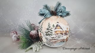 Decoupage ❄ Christmas bauble with a winter view ❄ playing children ❄ DIY tutorial....