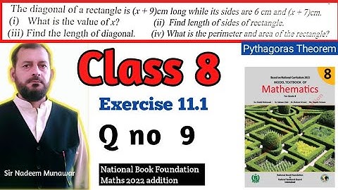 Class 8 Exercise 11.1 Q no 9 NBF Maths Pythagoras Theorem ex 11.1 federal board Maths Class 8