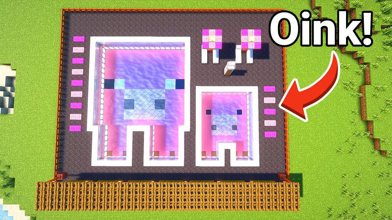 Minecraft Tutorial: Pig & Baby Pig Swimming Pool 🐷