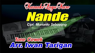 Karaoke Lagu Karo Nande Tone Cewek