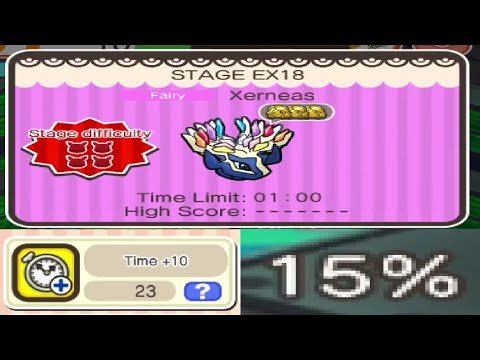 Pokemon Shuffle Mobile - Expert Stage 18 Xerneas S RANK ( plus10 seconds only) | Guide in description