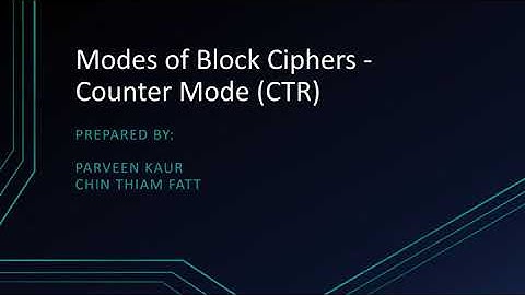 Mode of Block Cipher - Counter Mode (CTR)