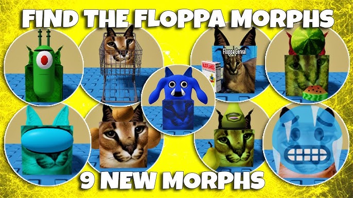 ENCONTRAMOS OS FLOPPAS DESENHO ANIMADO NO MUNDO DE CARTOON!!! (ROBLOX -  FIND THE FLOPPA MORPHS) 