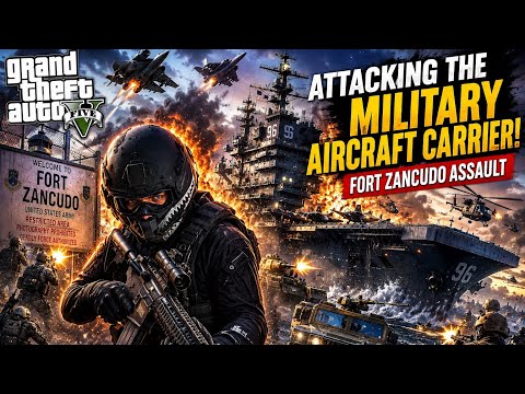 GTA 5 - Fort Zancudo Aircraft Carrier Night Attack + Ten Star Escape