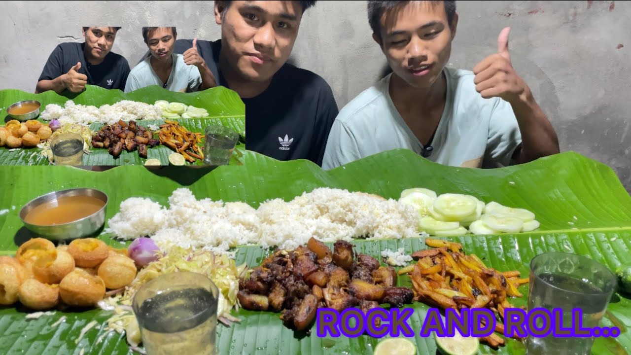 PORK,SALAD,PANI PURI,POTATO FRIED,MUKBANG WITH BROTHER JHONY || LETS GET STARTED….😄