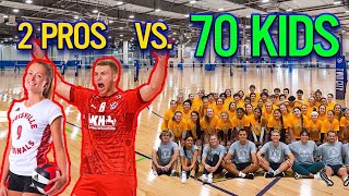 2 Professional Volleyball Players vs 70 Kids