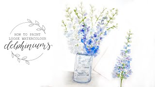 Loose Watercolour Delphiniums